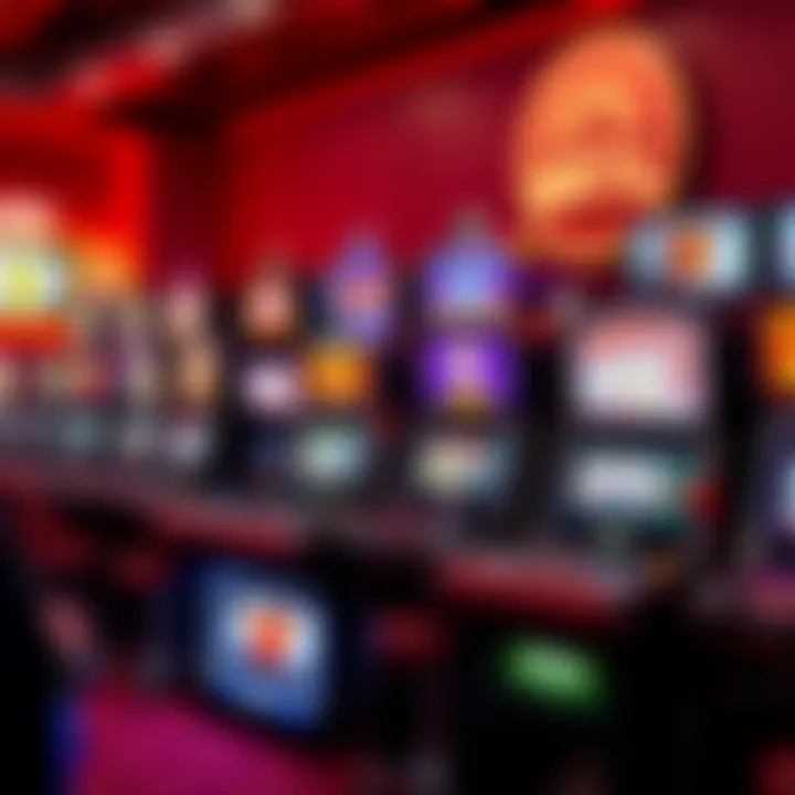 A collection of various slot machines displayed for sale