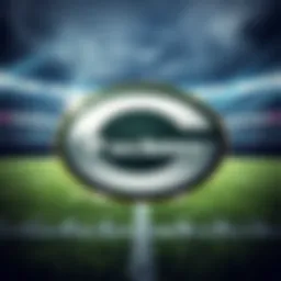 Green Bay Packers logo against a football field background