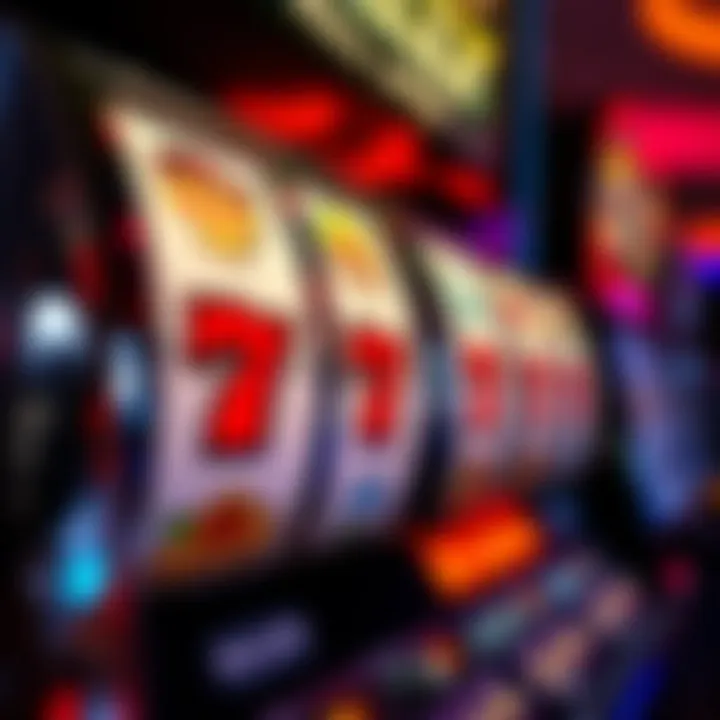 Close-up of Bally slot machine reels in action