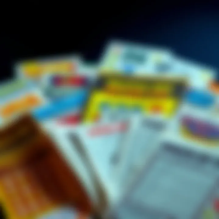 A variety of scratch-off lottery tickets displayed artistically.
