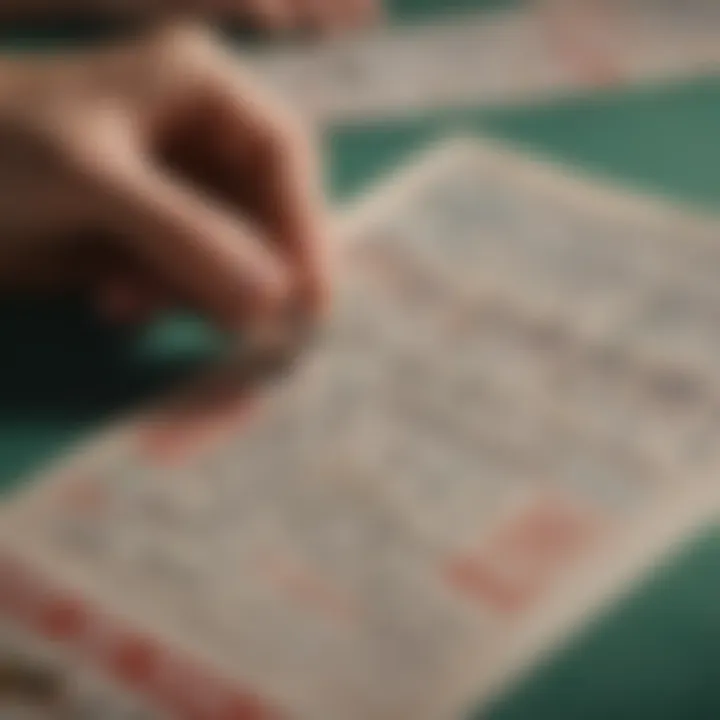 Close-up of a player scratching a lottery ticket