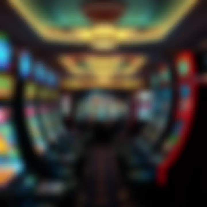 Interior view of a casino featuring Wheel of Fortune machines