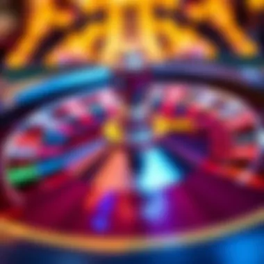 A vibrant roulette wheel captured in action with colorful chips