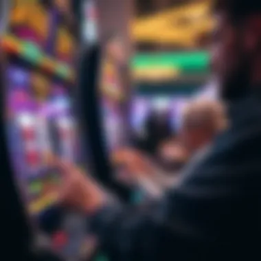 Close-up of a player engaged in spinning the reels on a buffalo slot machine