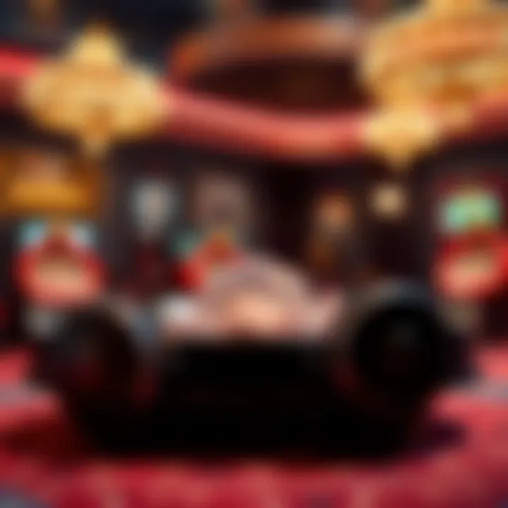 Artistic rendering of game design elements within casino themes