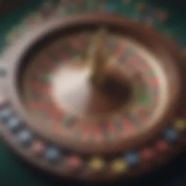 Close-up of a roulette wheel and betting chips, symbolizing strategic gaming