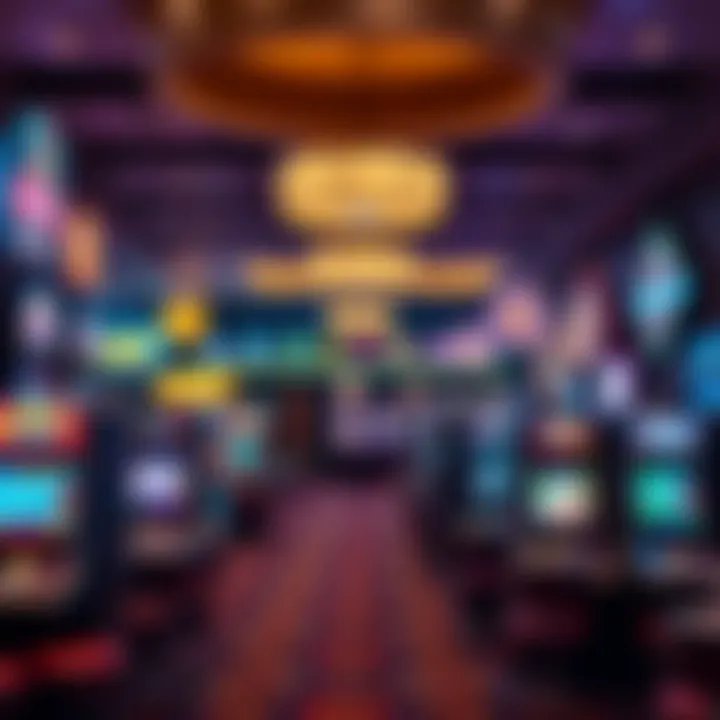 Interior of a bustling casino showcasing gaming options