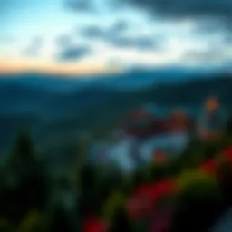 A panoramic view of a casino nestled in the lush Pocono Mountains