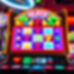 Colorful virtual slot machine screen displaying various symbols