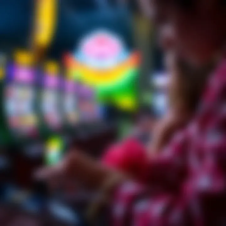 Close-up of a user engaged in a slot game on a tablet