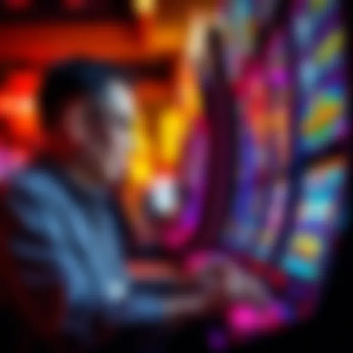 A player engaged in strategic gameplay, immersed in the thrill of slot machine action.