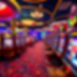 Vibrant casino floor with gaming tables and slot machines