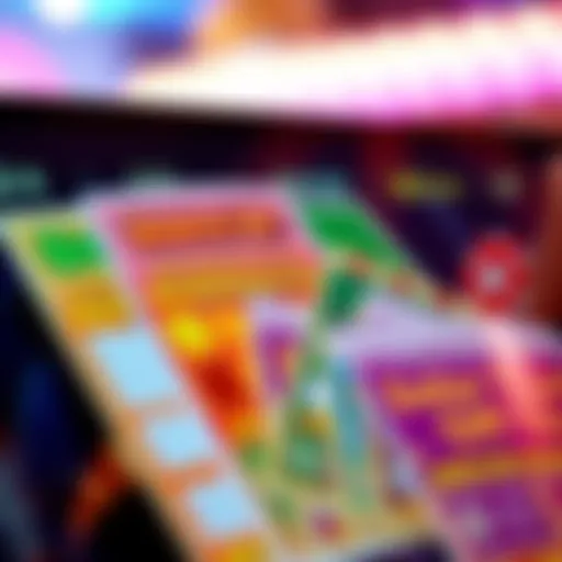 Colorful scratch-off tickets on a digital screen