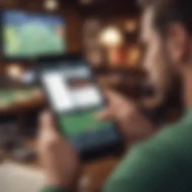 Enthusiast reviewing sports betting accounts on a digital device