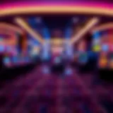 Interior view of a modern casino with vibrant lighting