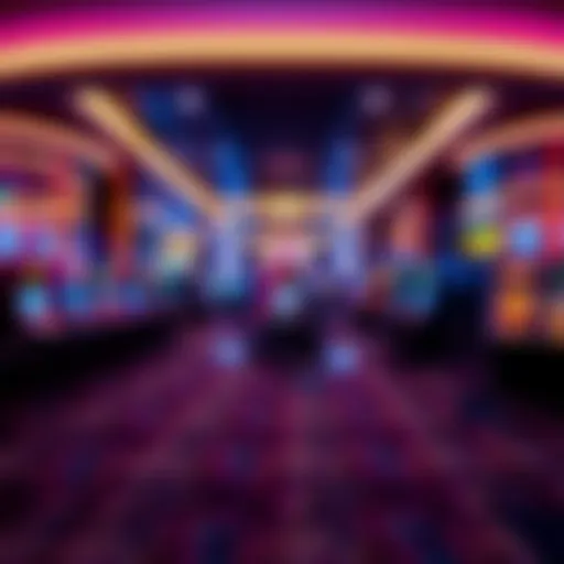 Interior view of a modern casino with vibrant lighting