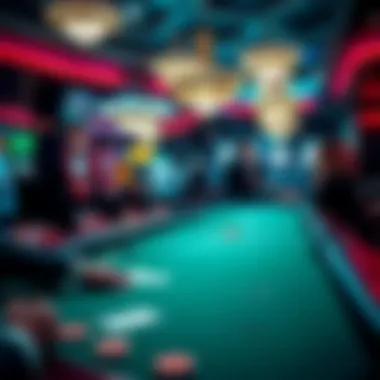 Table games featuring poker and blackjack in a lively setting
