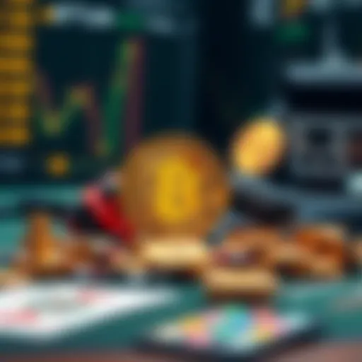 A digital representation of cryptocurrency with gaming icons