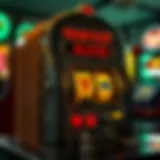 A vintage slot machine showcasing classic symbols and lever