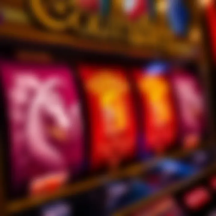 Close-up of Pompeii-themed slot machine symbols