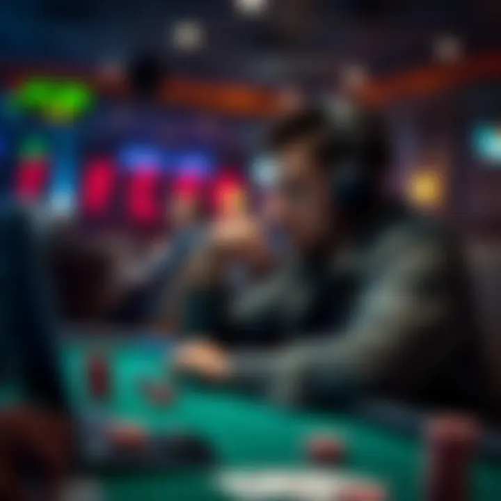 Strategic Thinking in Online Poker A strategic player contemplating their next move in a virtual poker game