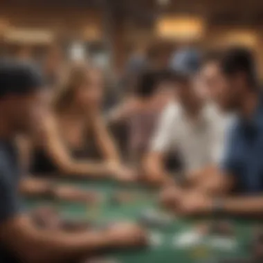 A bustling poker tournament showcasing a diverse group of participants