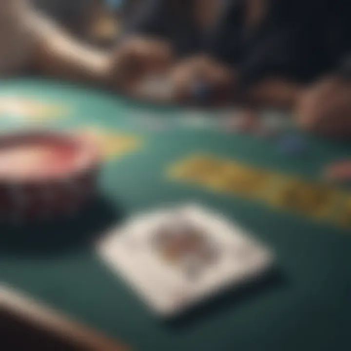 A strategic poker table showcasing chips and cards