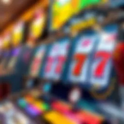 Close-up of a classic slot machine with vibrant graphics