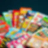A vibrant assortment of scratch-off tickets displayed