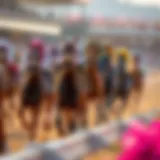 Thoroughbred racing horses competing in the Kentucky Derby