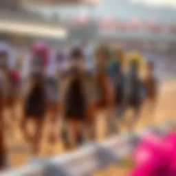 Thoroughbred racing horses competing in the Kentucky Derby