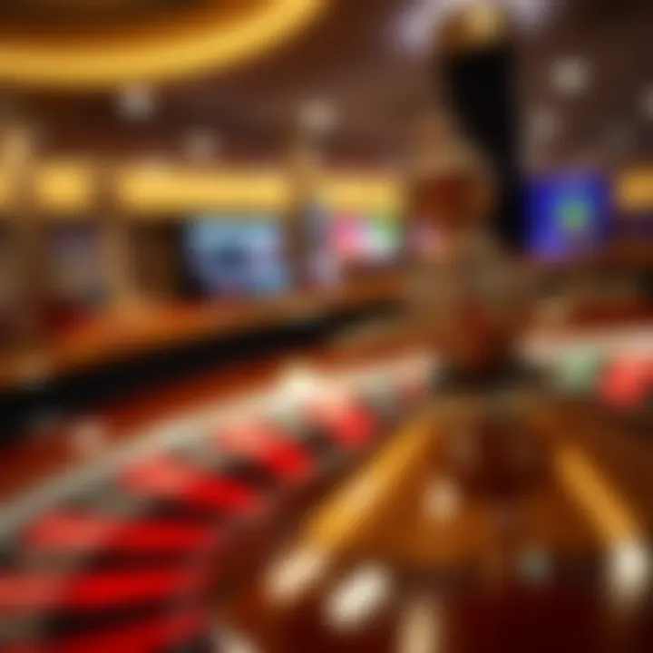 Roulette Wheel in Motion An elegant view of a roulette wheel with a ball in motion