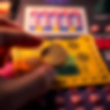 Scratch-off ticket being revealed with a coin