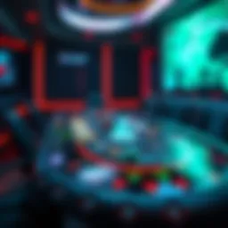 Futuristic poker table with digital interfaces