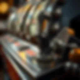 Classic lever of a vintage slot machine