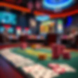 A vibrant online poker table with chips and cards