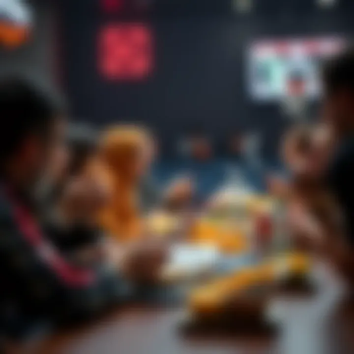 Employees enjoying snacks while watching a game together