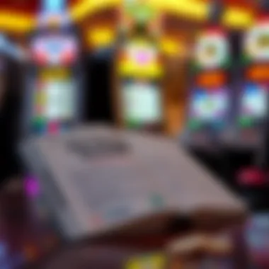 A strategy guide booklet opened next to a slot machine