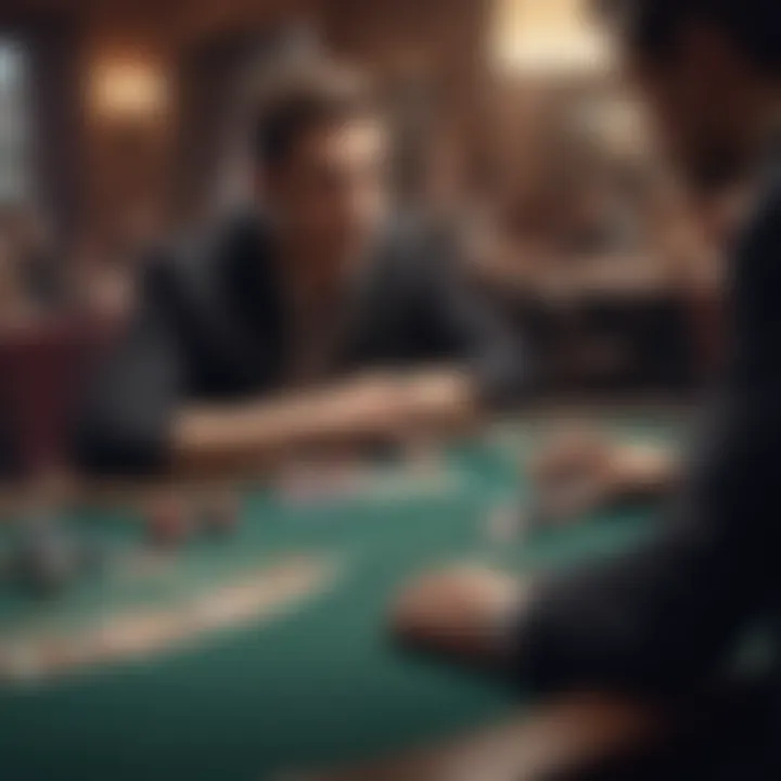 A player contemplating their next move at a blackjack table