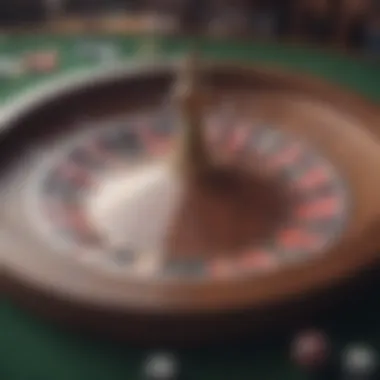 A roulette wheel in motion with a focus on the spinning ball