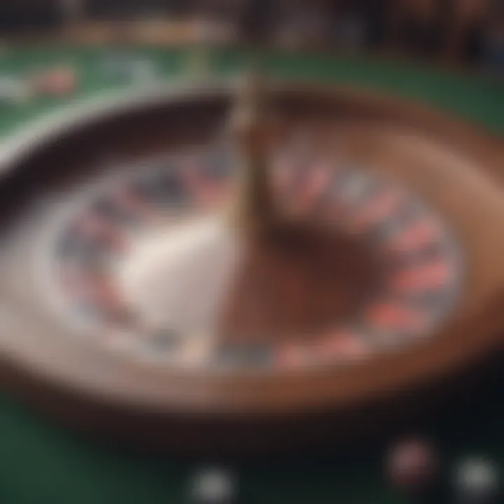 A roulette wheel in motion with a focus on the spinning ball