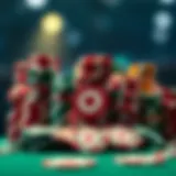 An array of colorful target poker chips stacked elegantly