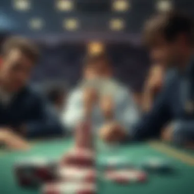 Psychology of Chip Selection in Poker A strategic scene of poker gameplay highlighting the psychological aspect of chip selection