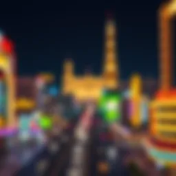 A dazzling night view of the Las Vegas Strip with vibrant lights and iconic landmarks