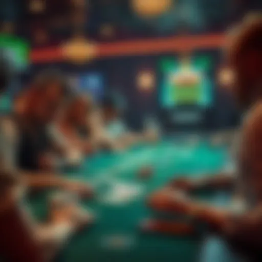 An intense moment at a live blackjack table showcasing players engaged in gameplay