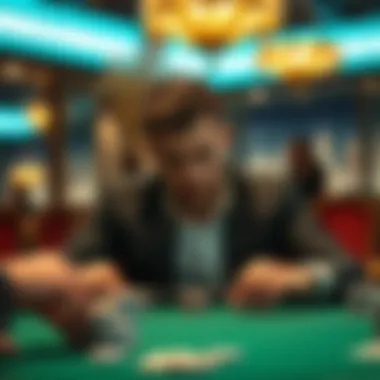 Player Strategizing Their Next Move A strategic perspective of a player contemplating their next move in live blackjack