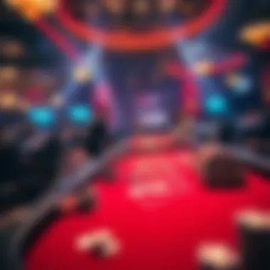 Atmospheric Setup of a Live Blackjack Game A vibrant view of a live blackjack setup, highlighting the atmosphere of the game