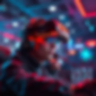 Futuristic gaming technology concept with virtual reality