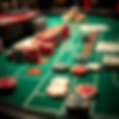 Betting Layout Analysis A strategic layout of betting options with chips in focus