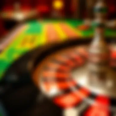 Roulette Table Dynamics A vibrant roulette table showcasing the red and black sections